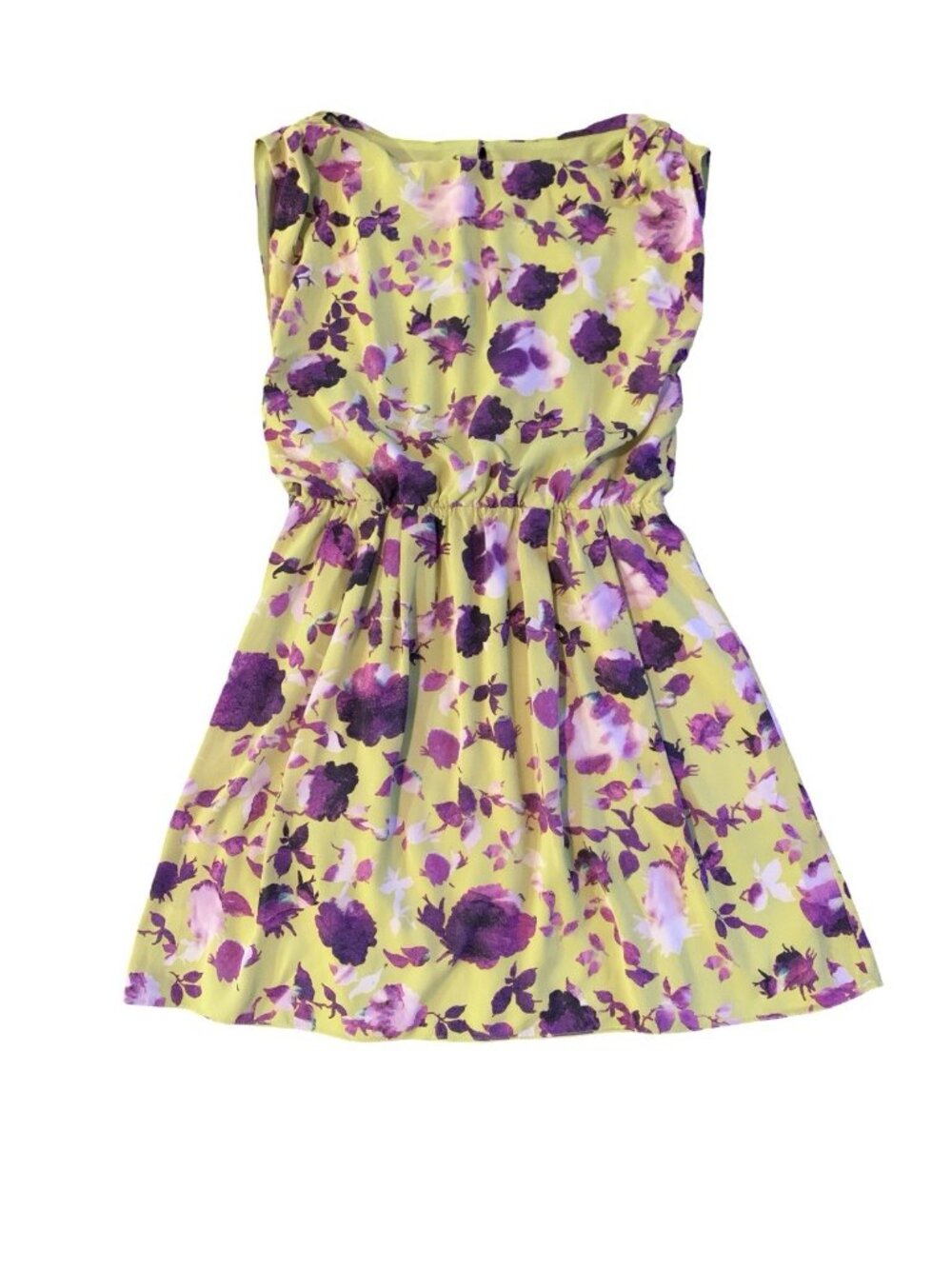 Alice + Olivia Corrine Chartreuse and Purple Floral Silk Dress Sz S-see Meas.